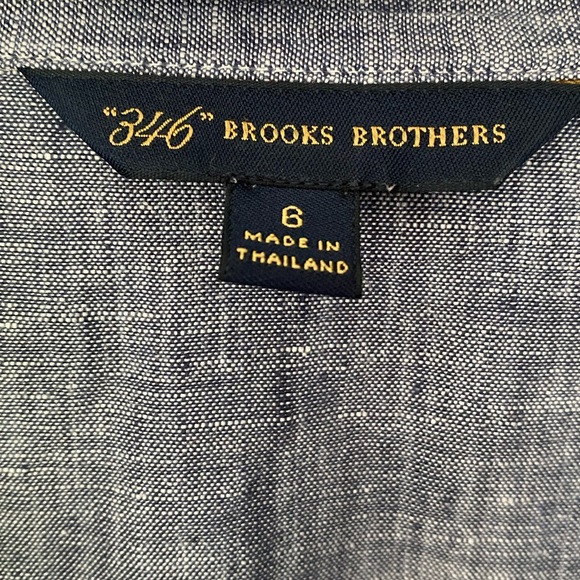 Brooks Brothers Shirt 6 Blue/White Button-up 100% Linen Long Sleeve Tunic - Picture 3 of 4